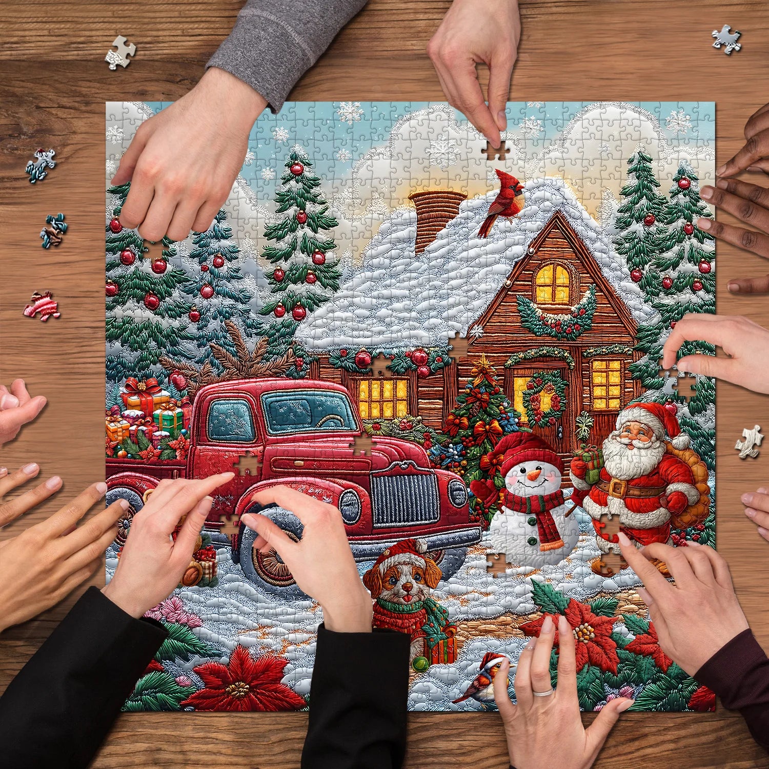Camion rosso natalizio cottage puzzle puzzle 1000 pezzi