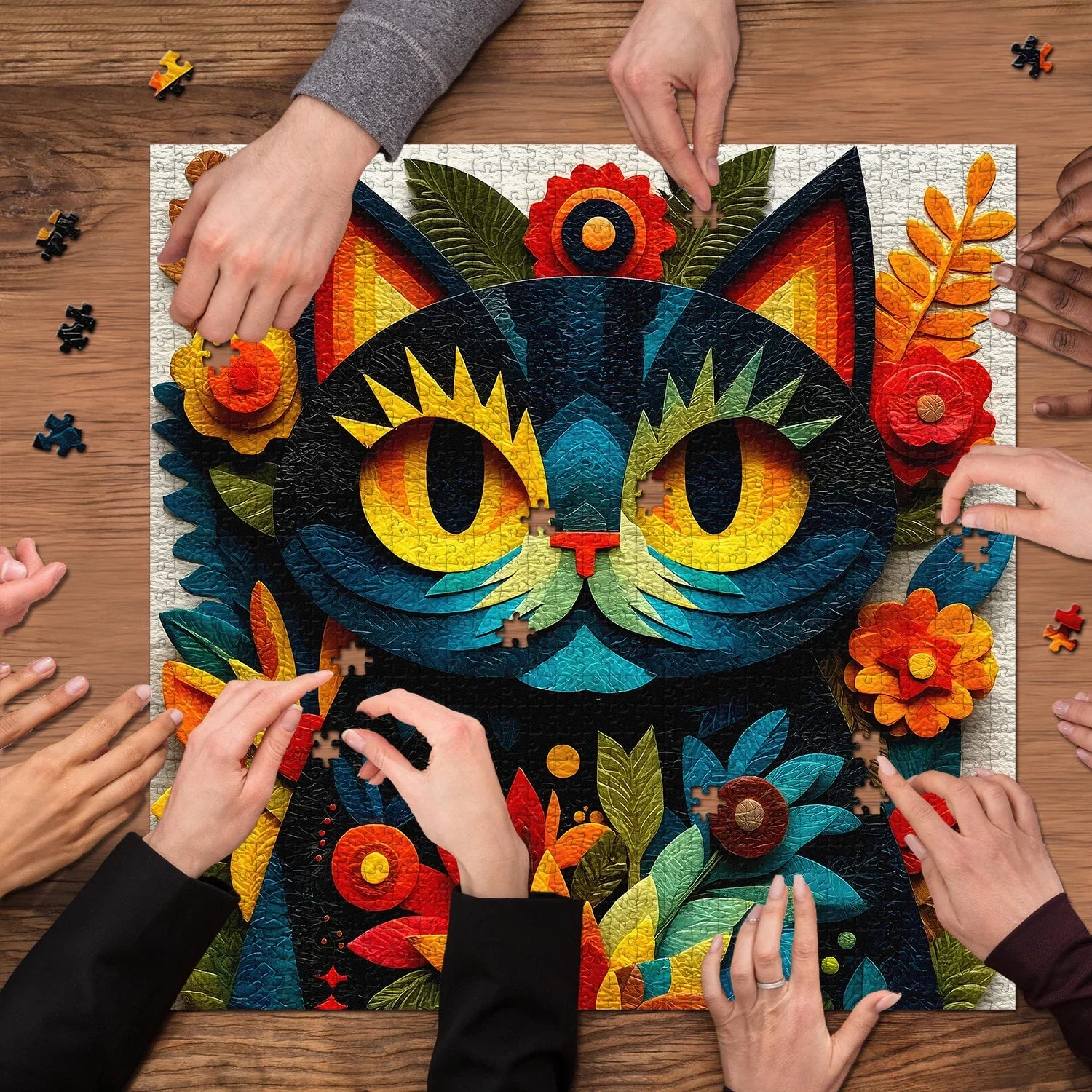 Color Bloom Cat Jigsaw Puzzle 1000 Pieces