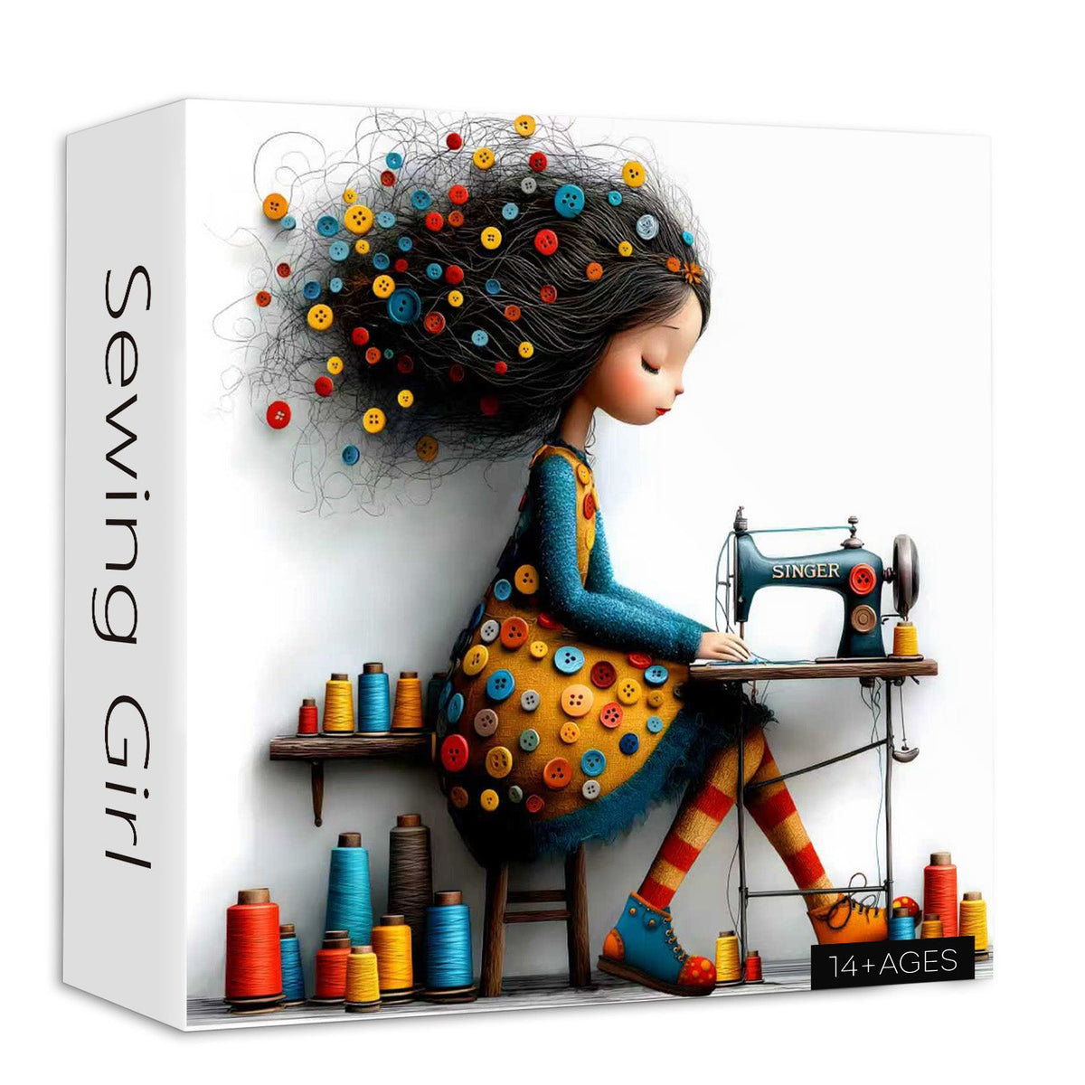 Nähendes Mädchen-Puzzle 1000 Teile