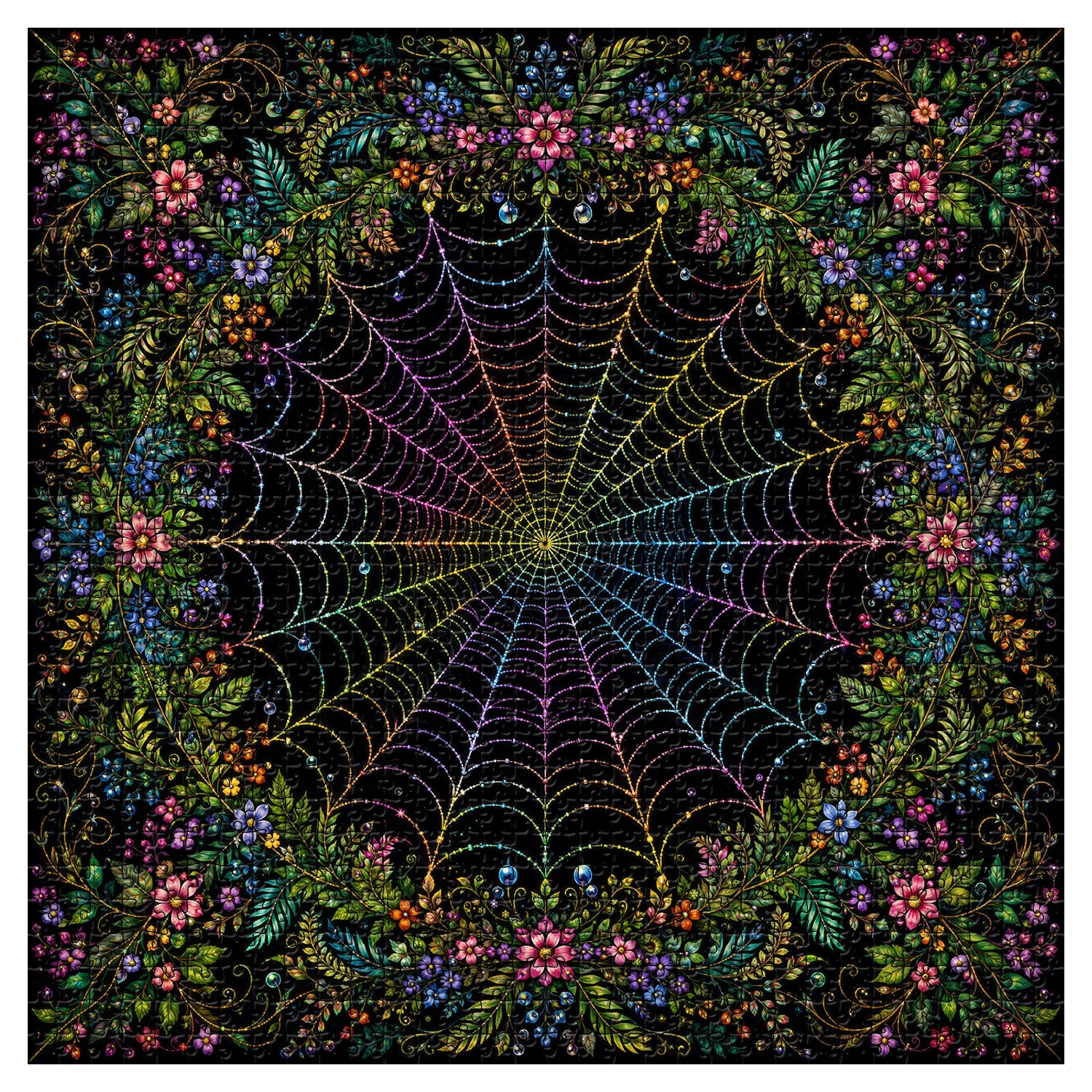 Floral Spiderweb Jigsaw Puzzle 1000 Pieces