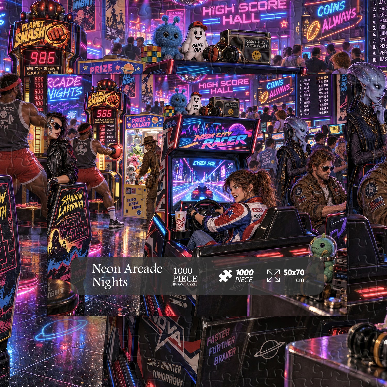 Neon Arcade Nights Jigsaw Puzzle 1000 Pieces