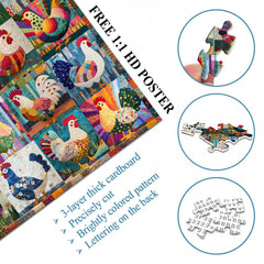 Patchwork Chickens Jigsaw Puzzle 1000 Pieces