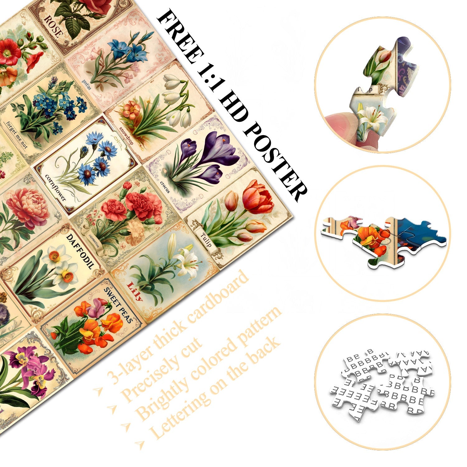 Vintage Floral Medley Jigsaw Puzzle 1000 Pieces