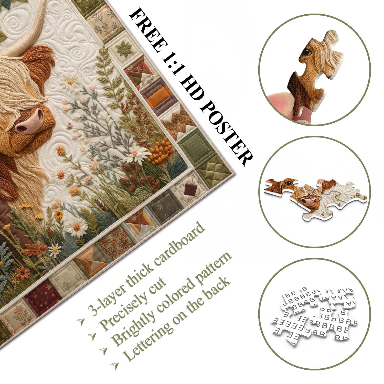 Stitched Calf Jigsaw Puzzle 1000 Pieces
