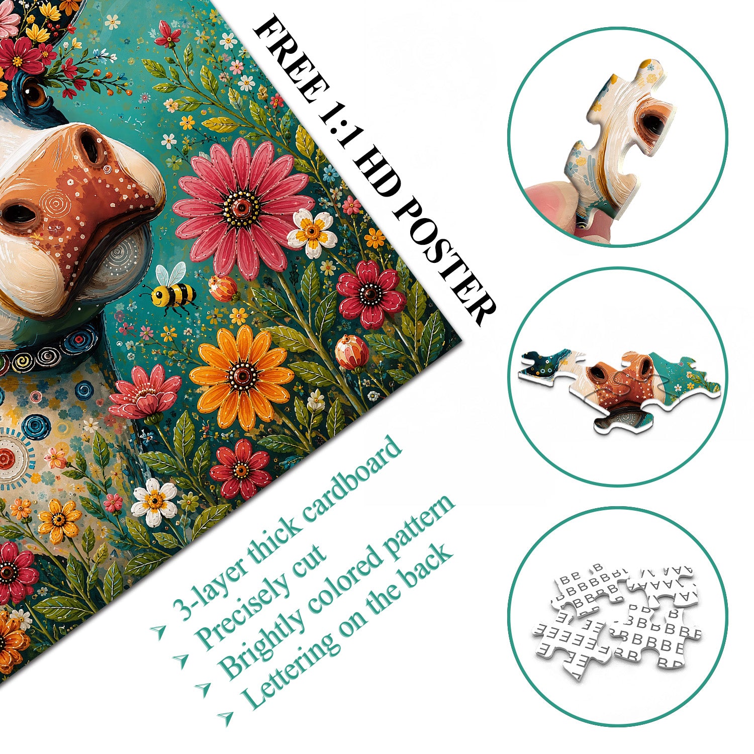 Blooming Bovine Jigsaw Puzzle 1000 Pieces