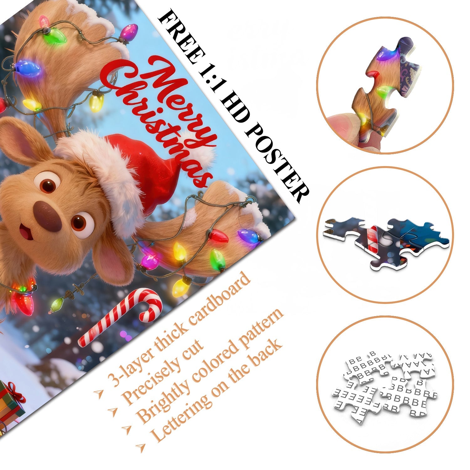 Light Reindeer Delight Jigsaw Puzzle 1000 Pieces