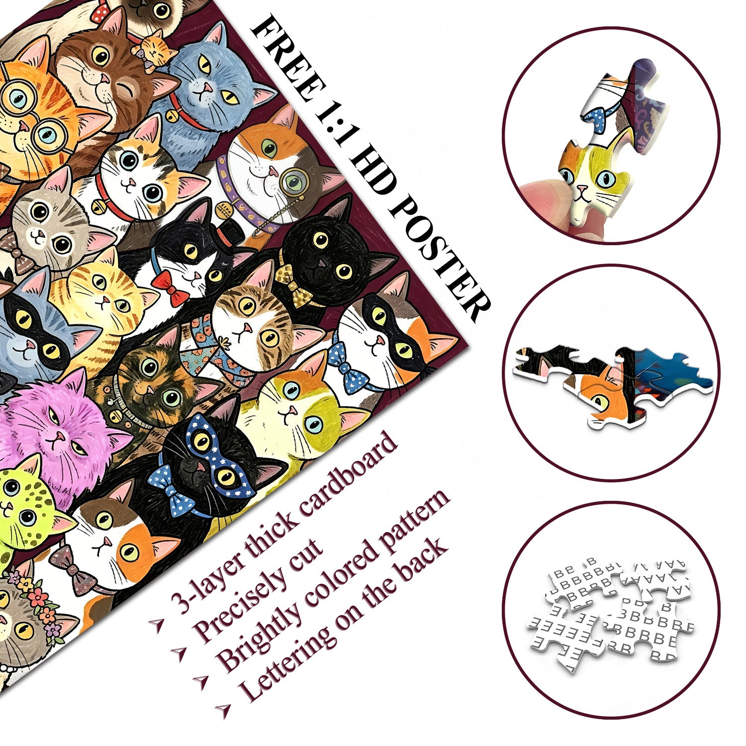 Whimsical Feline Family Portrait Jigsaw Puzzle 1000 Pieces
