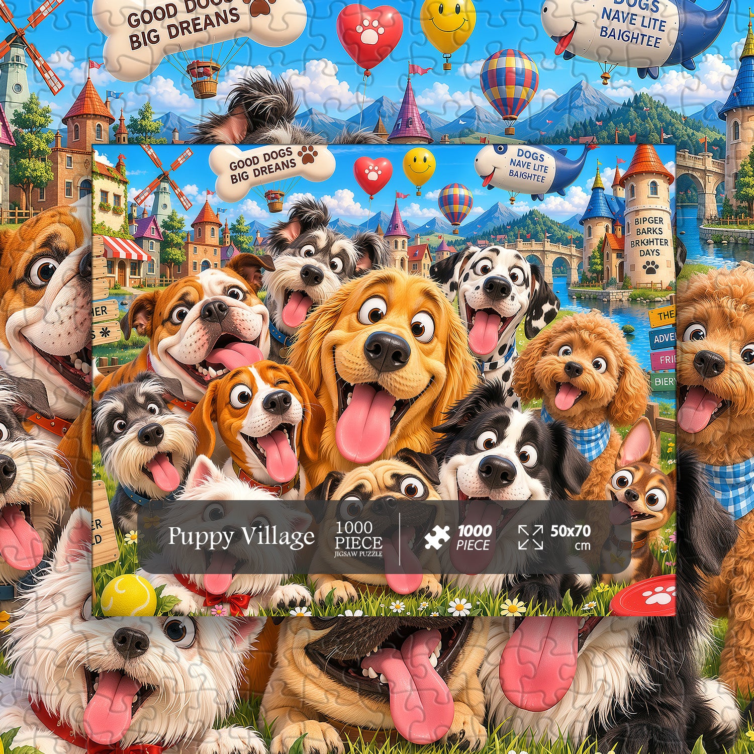 Puppy Village Jigsaw Puzzle 1000 Pieces