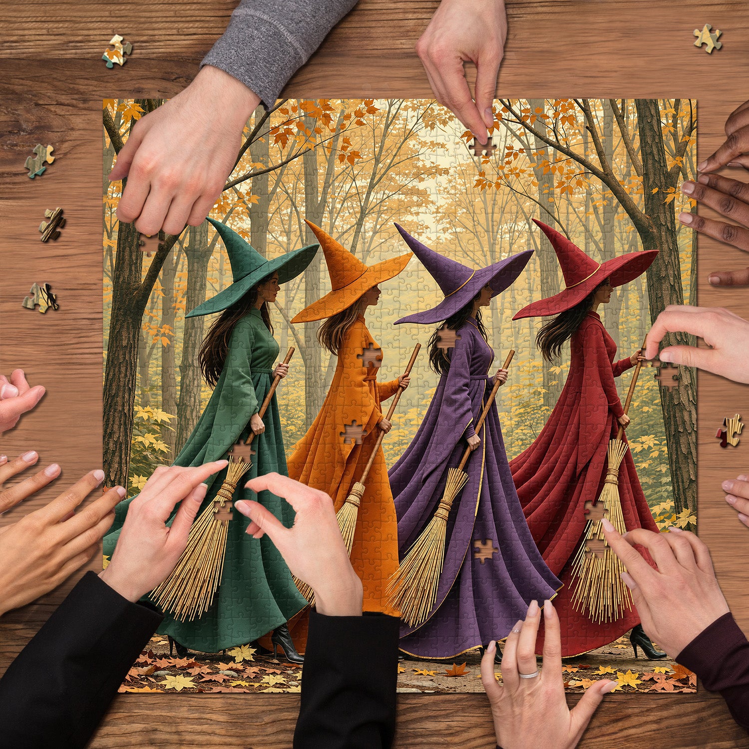 Autumn Witch Shadows Jigsaw Puzzle 1000 Pieces