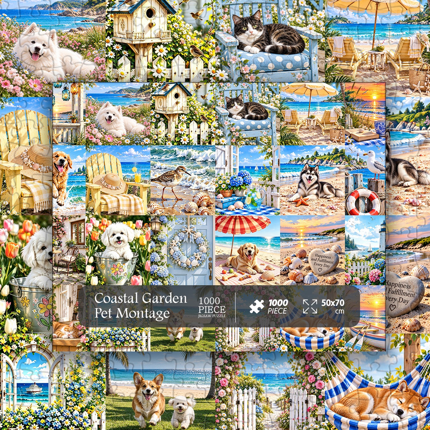 Küstengarten-Haustier-Montage-Puzzle, 1000 Teile