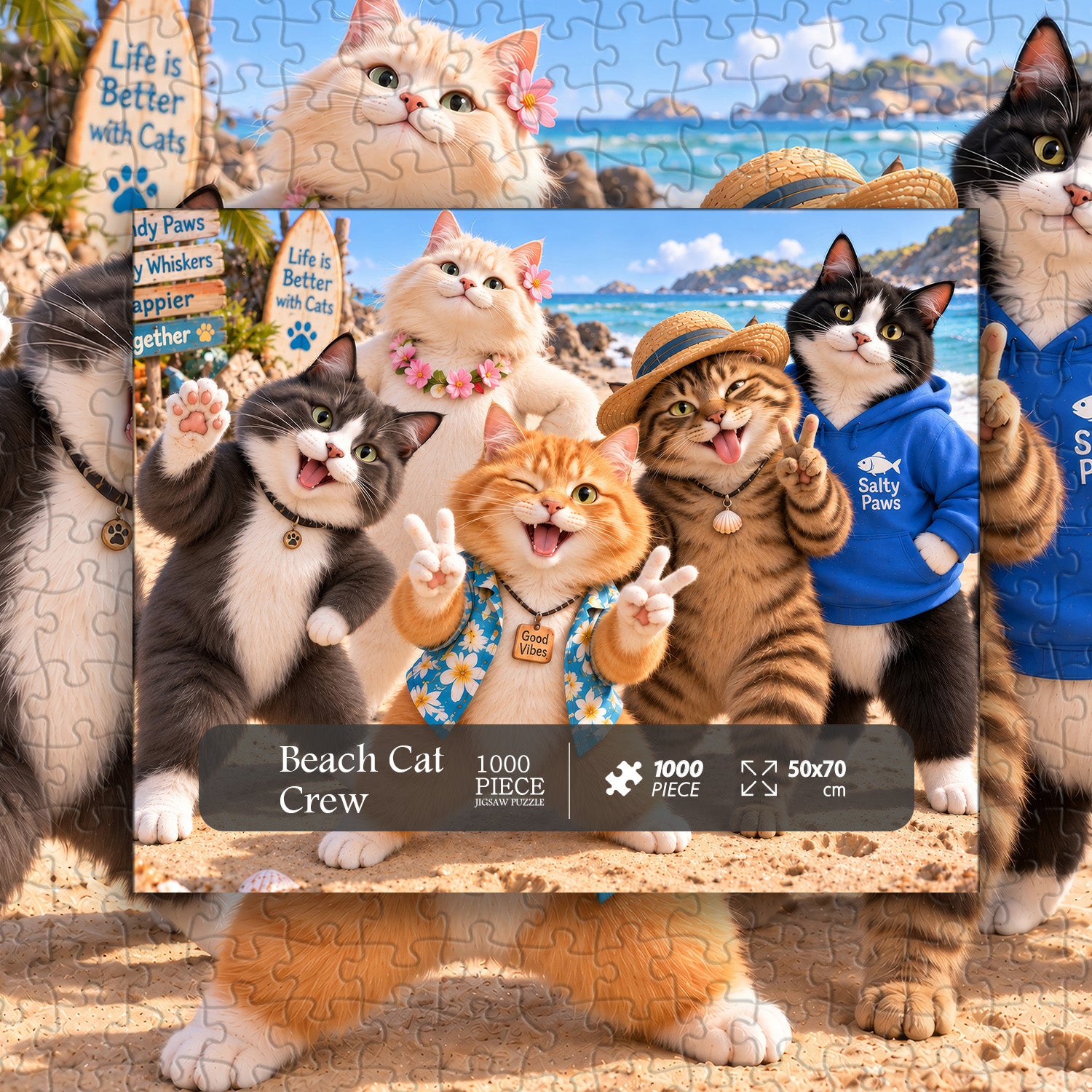 Beach Cat Crew Jigsaw Puzzle 1000 Pieces