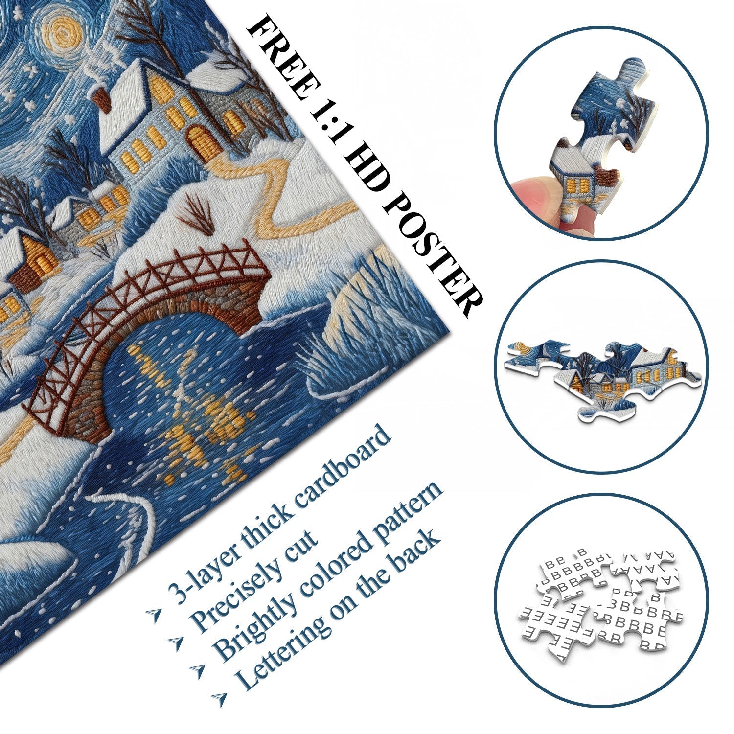 Snowy Village Glow Jigsaw Puzzle 1000 Pieces