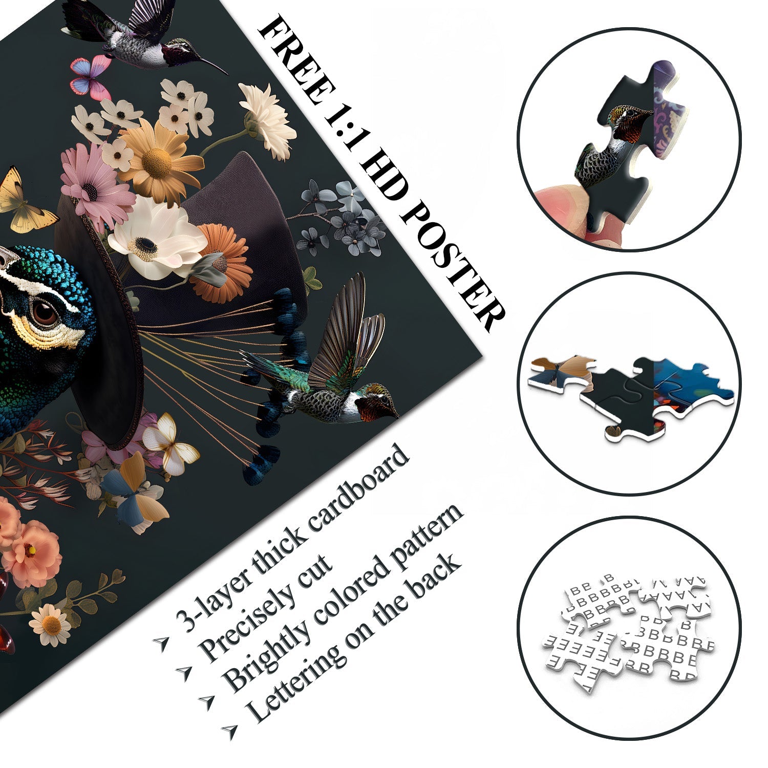 Floral Peacock Jigsaw Puzzle 1000 Pieces