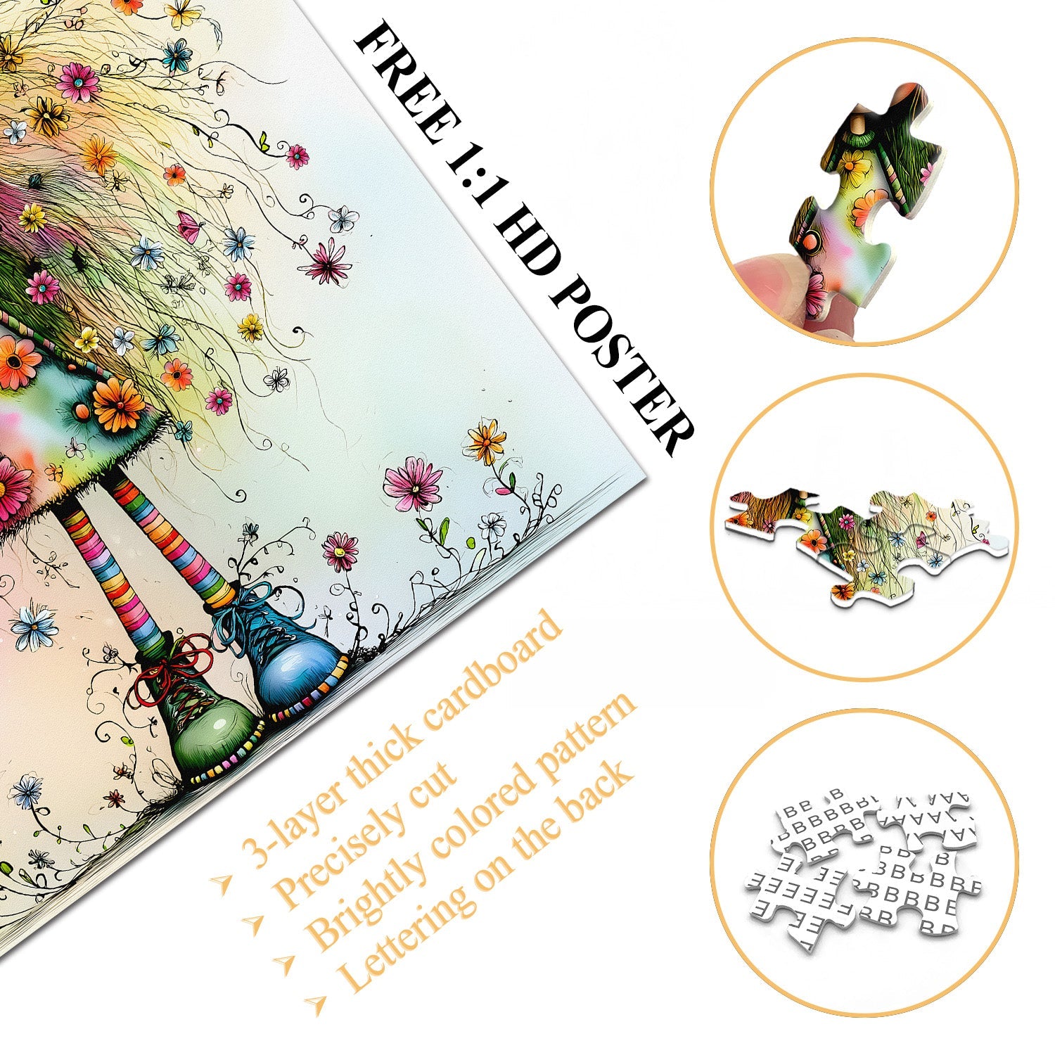 Puzzle per bambola con capelli floreali, 1000 pezzi