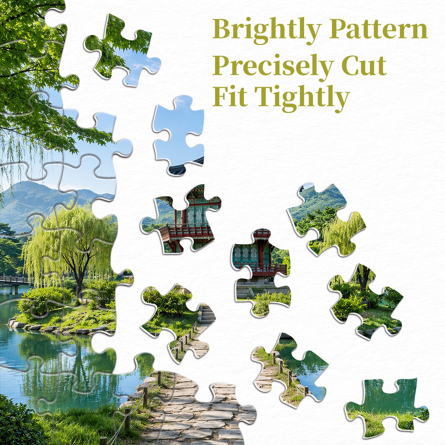 Verdant Waterside Pavilion Jigsaw Puzzle 1000 Pieces