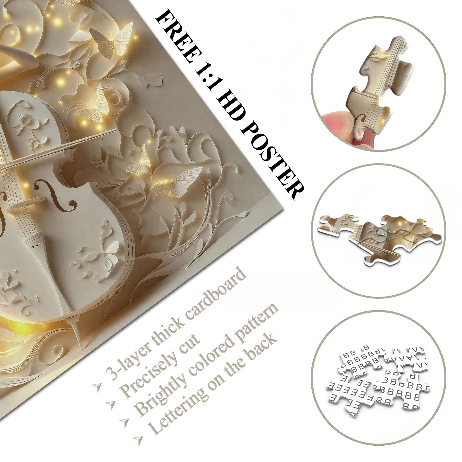 Puzzle di carta con melodia di farfalle, 1000 pezzi