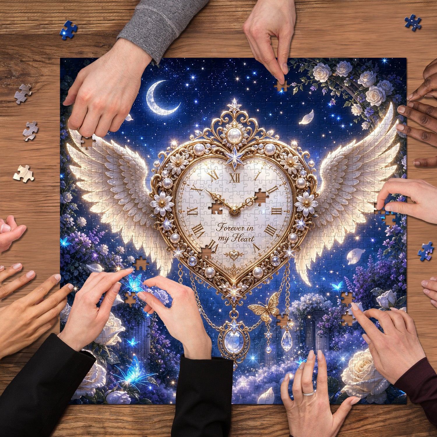 Winged Heart Clock Jigsaw Puzzle 1000 Pieces