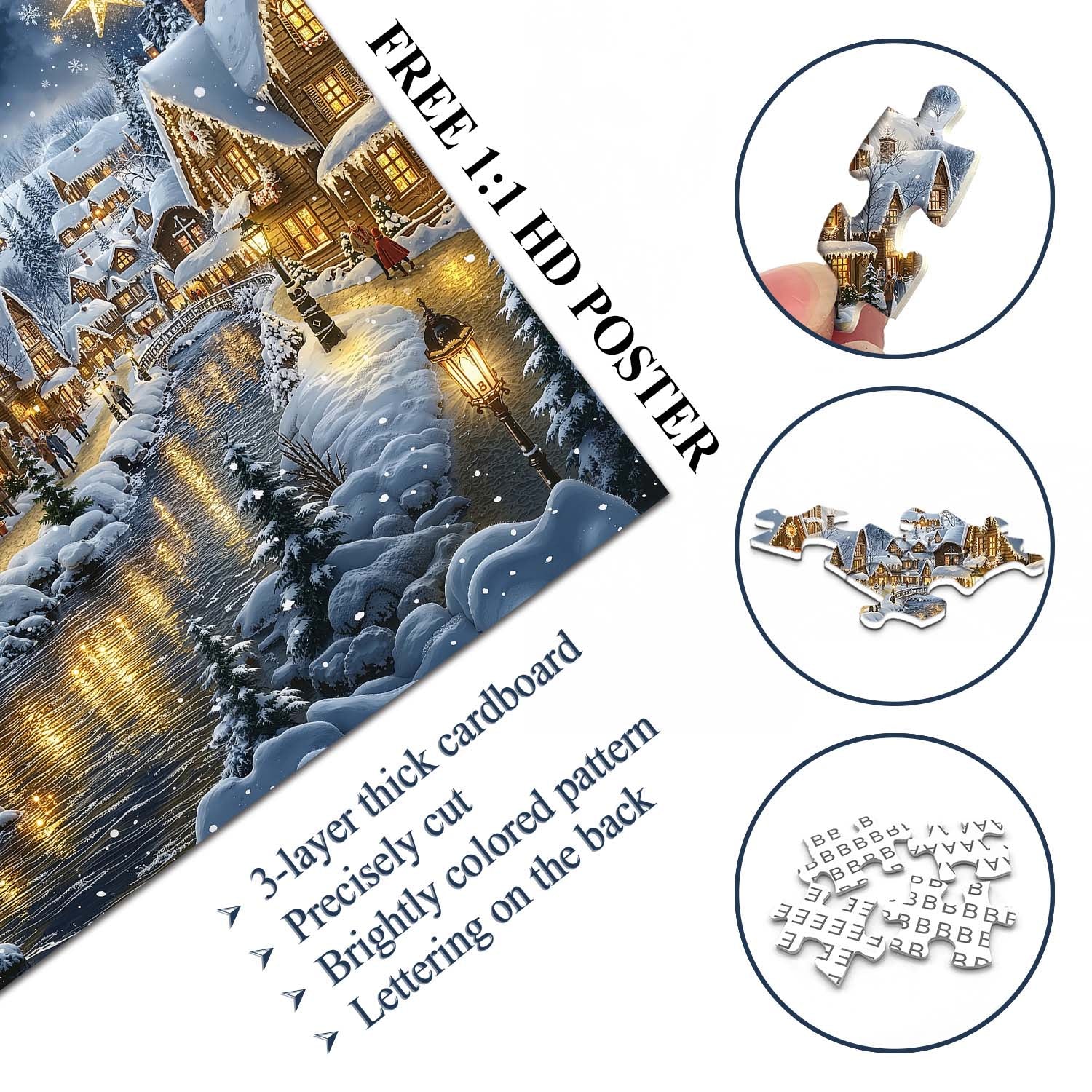 Frosty Christmas River Town Puzzle 1000 pièces