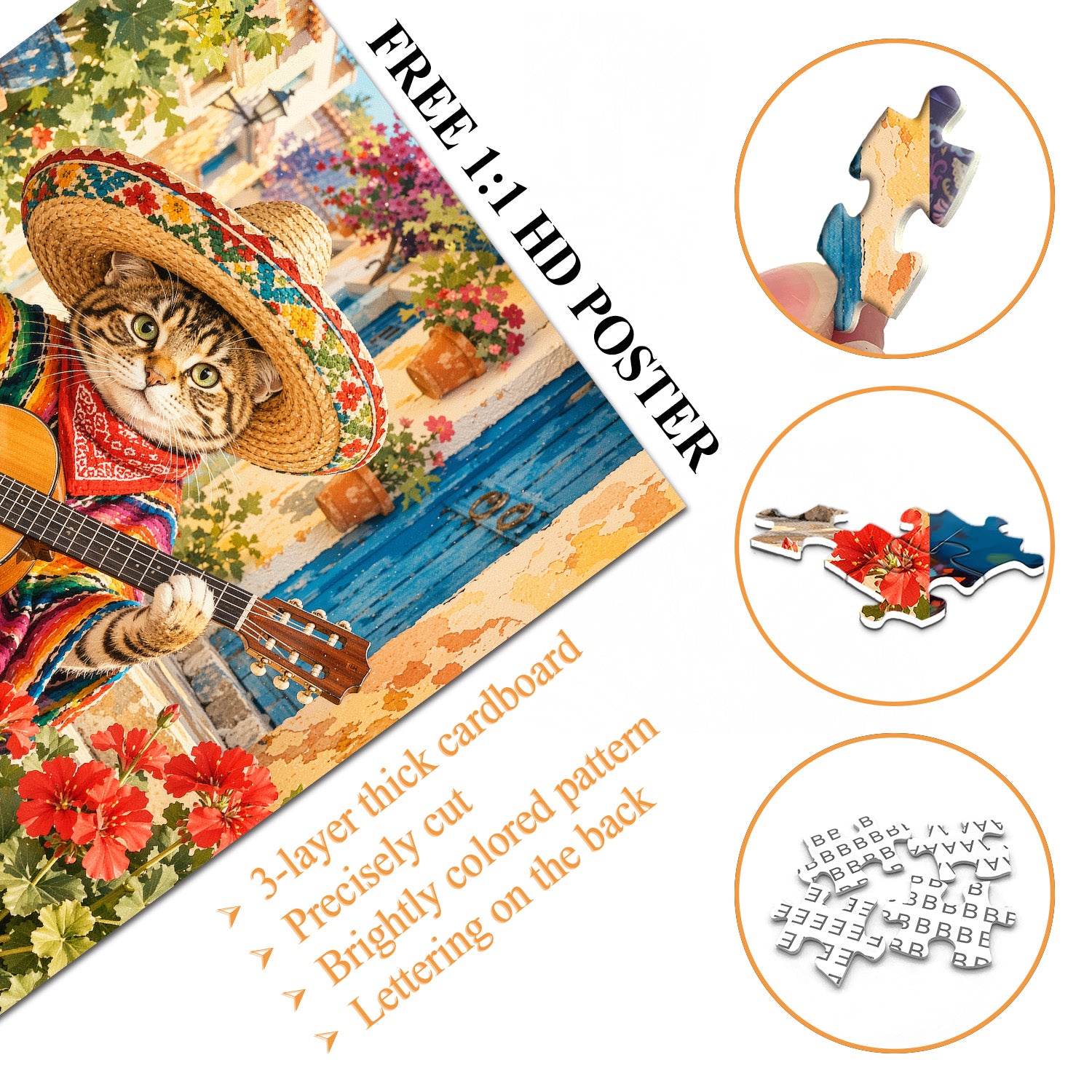 Guitar Cat Jigsaw Puzzle 1000 Pieces