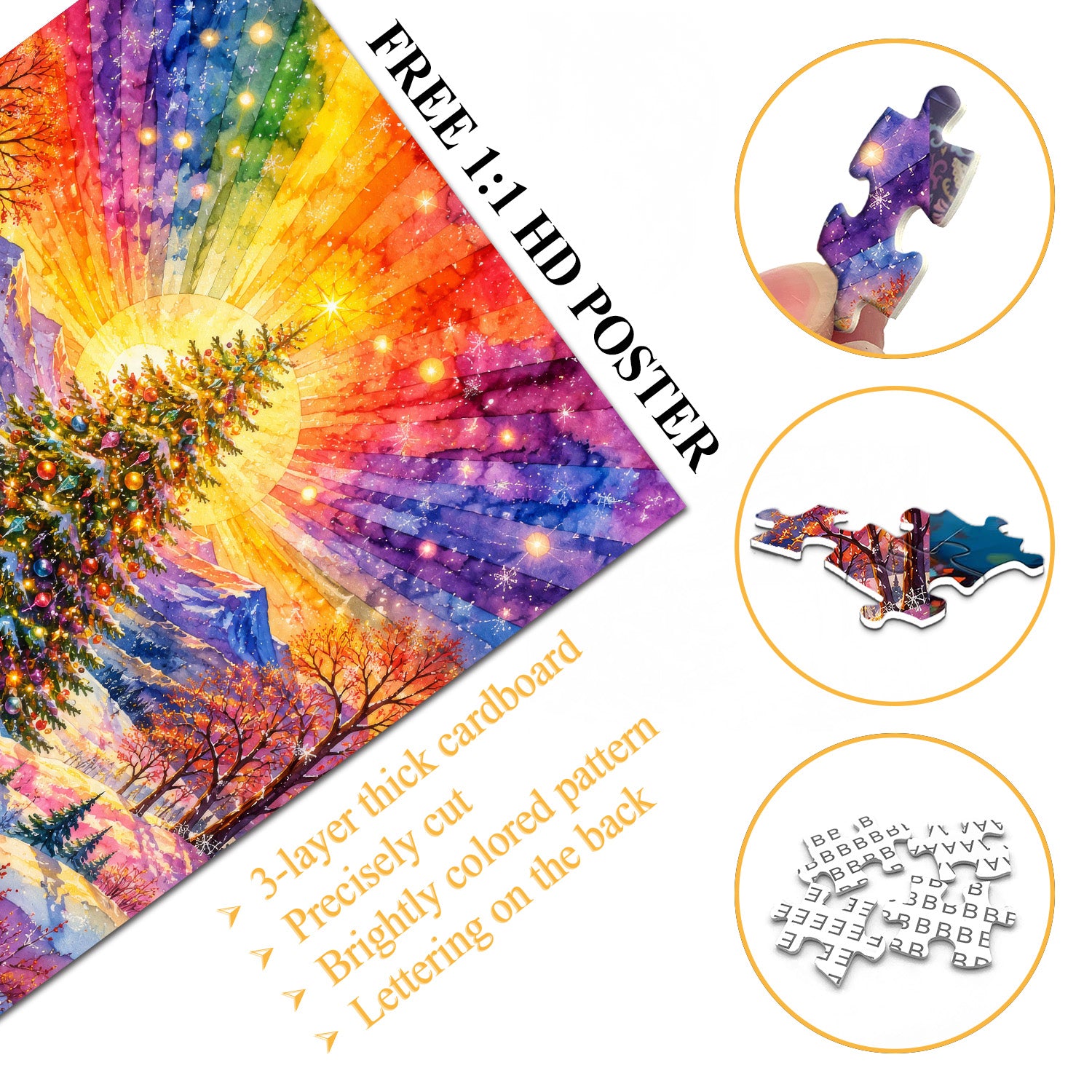 Rainbow Noel Jigsaw Puzzle 1000 Pieces