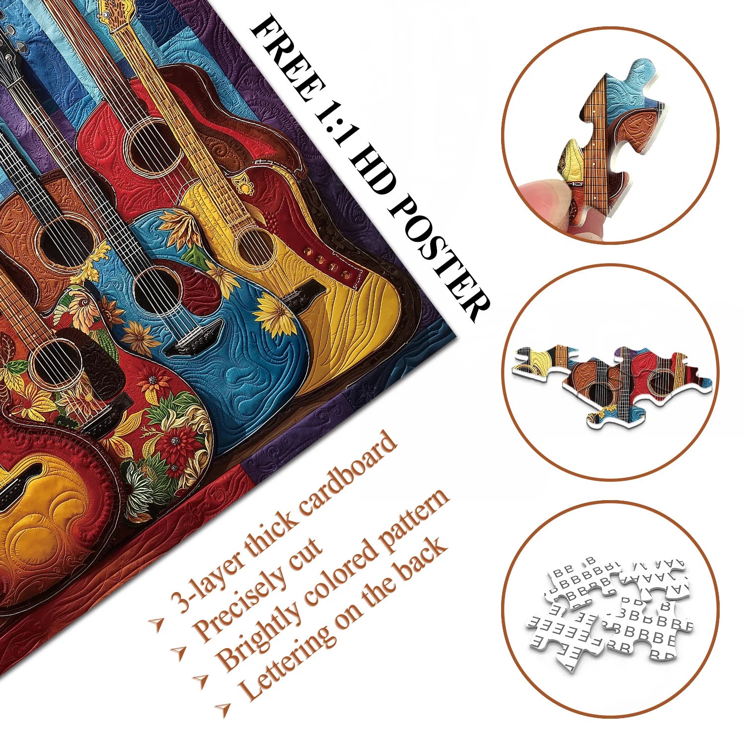 Guitare tissu puzzles 1000 pièces
