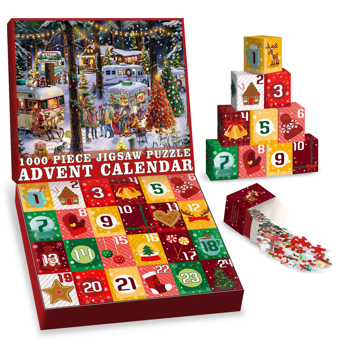 Christmas Camping Advent Calendar Jigsaw Puzzle 1000 Pieces