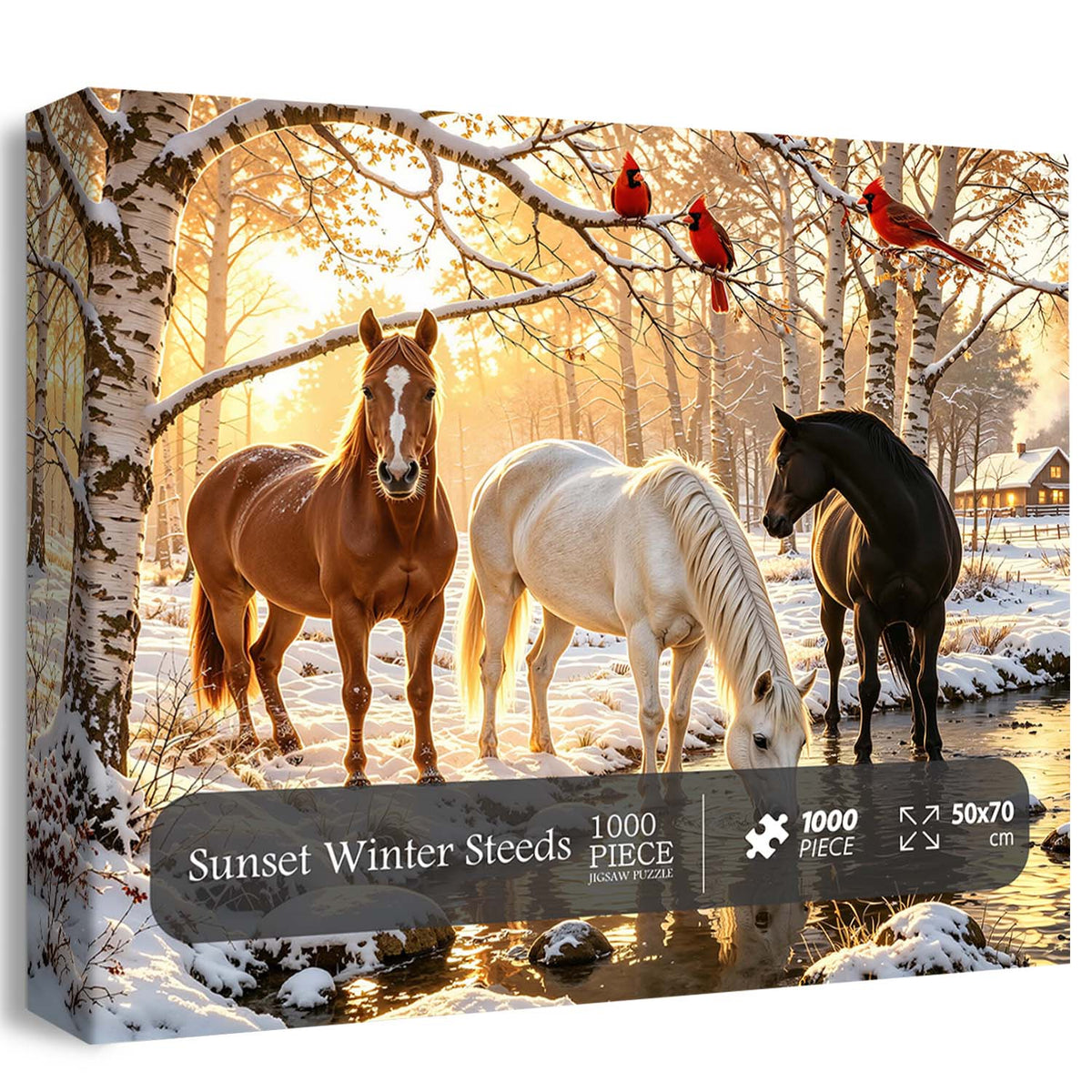Sunset Winter Steeds Jigsaw Puzzle 1000 Pieces