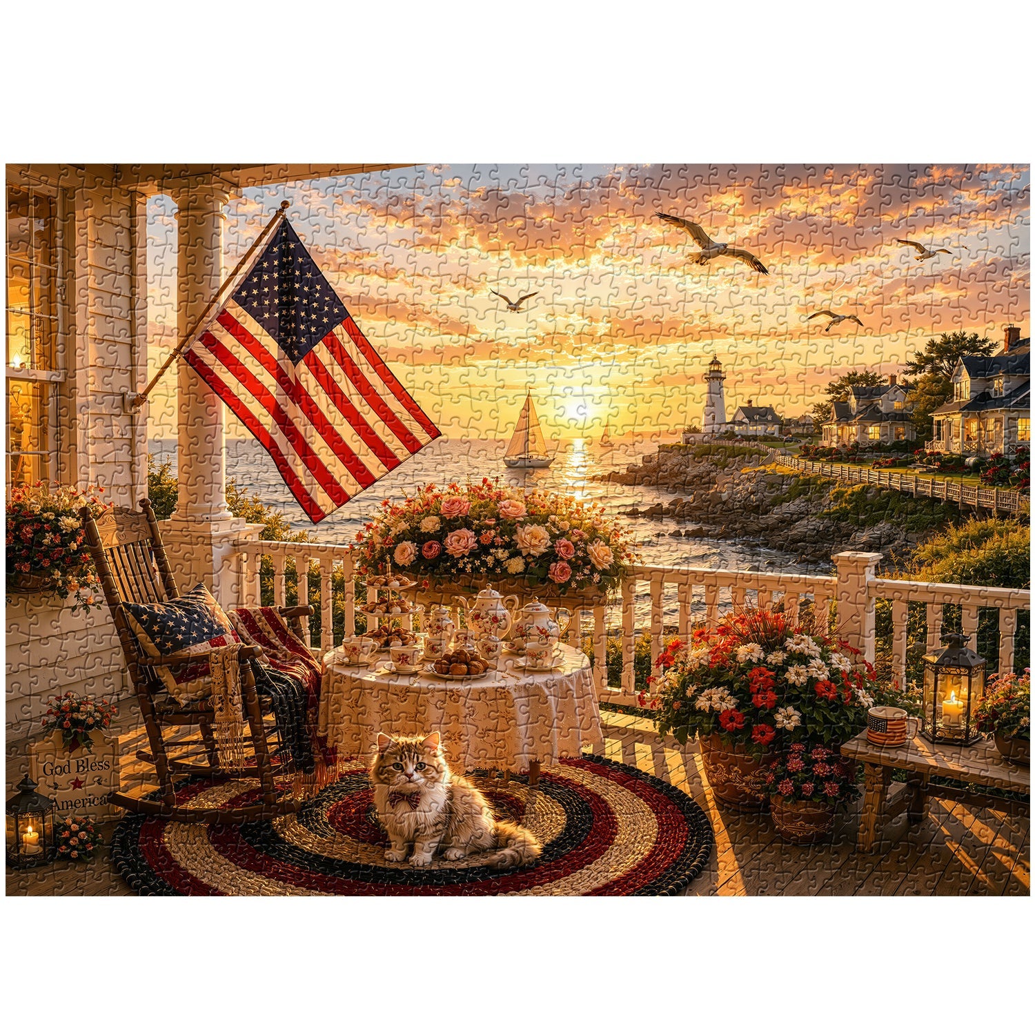 Lighthouse Porch Tea Jigsaw Puzzle 1000 Pieces