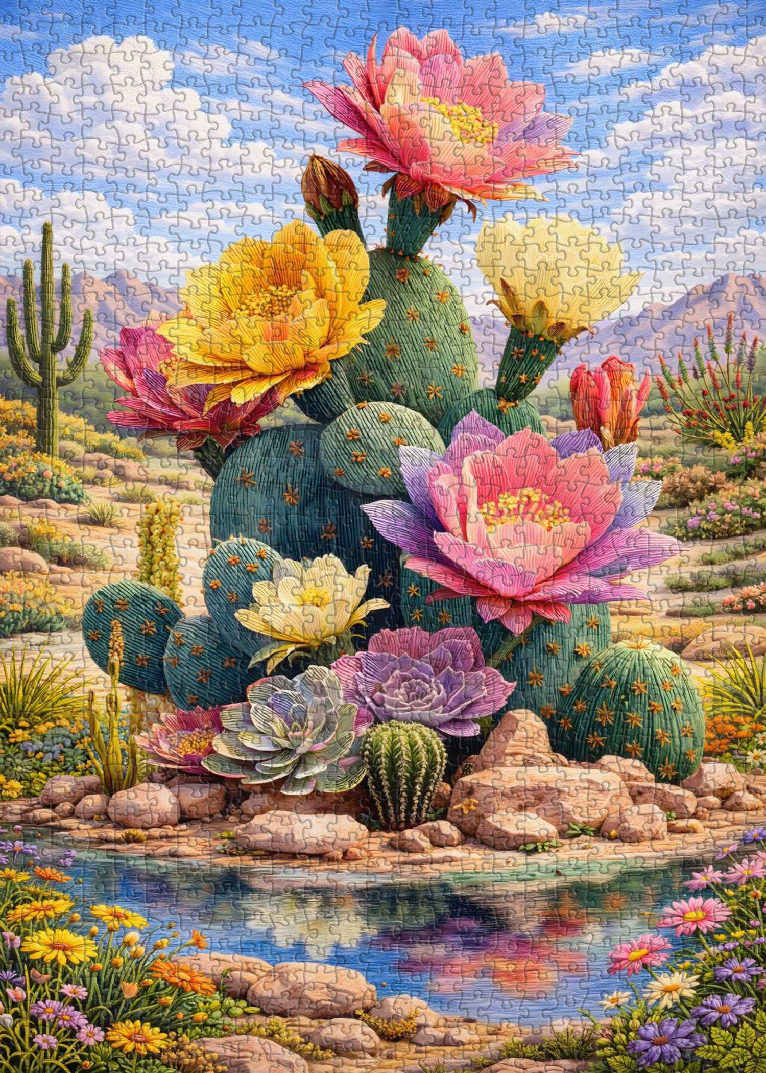 Puzzle „Blühender Kaktus“, 1000 Teile
