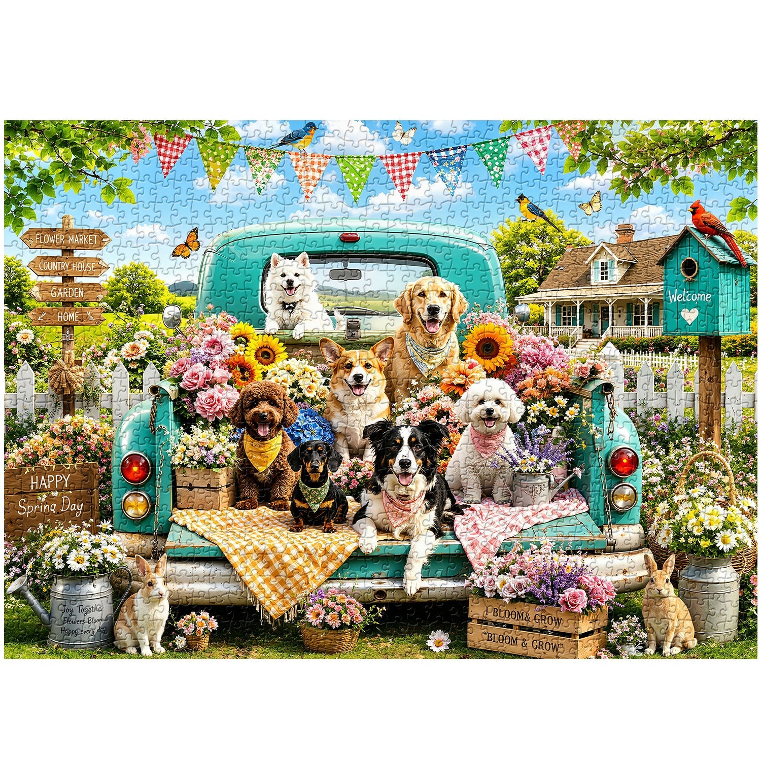 Truck Full Puppies Jigsaw Puzzle 1000 Pieces