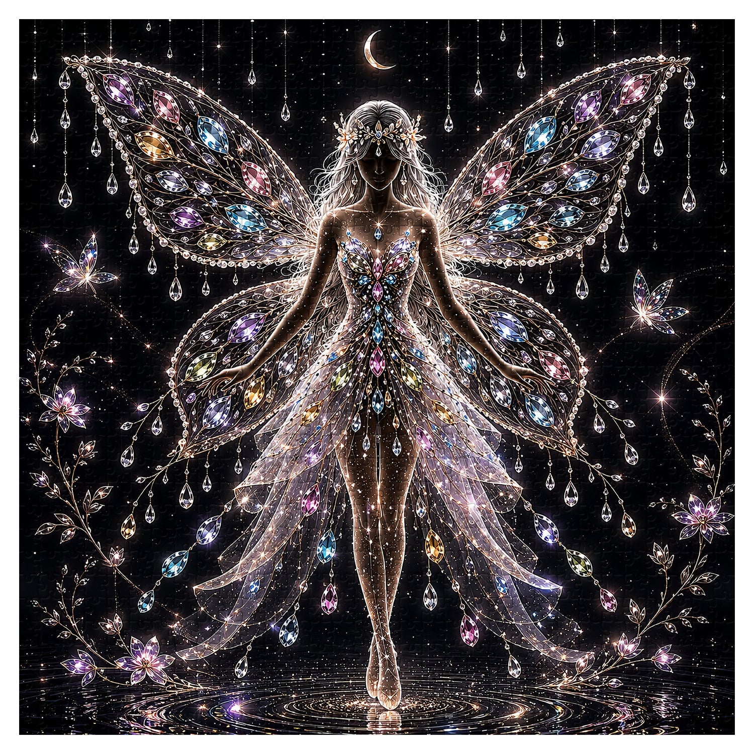 Edelstein-Feen-Silhouette-Puzzle, 1000 Teile