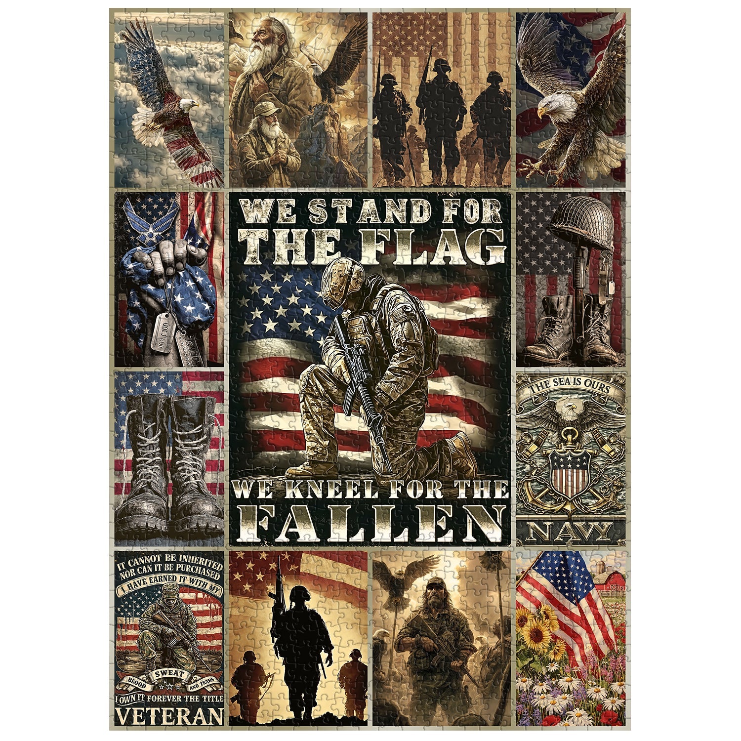 Patriot Veteran Eagle Flag Jigsaw Puzzle 1000 Pieces