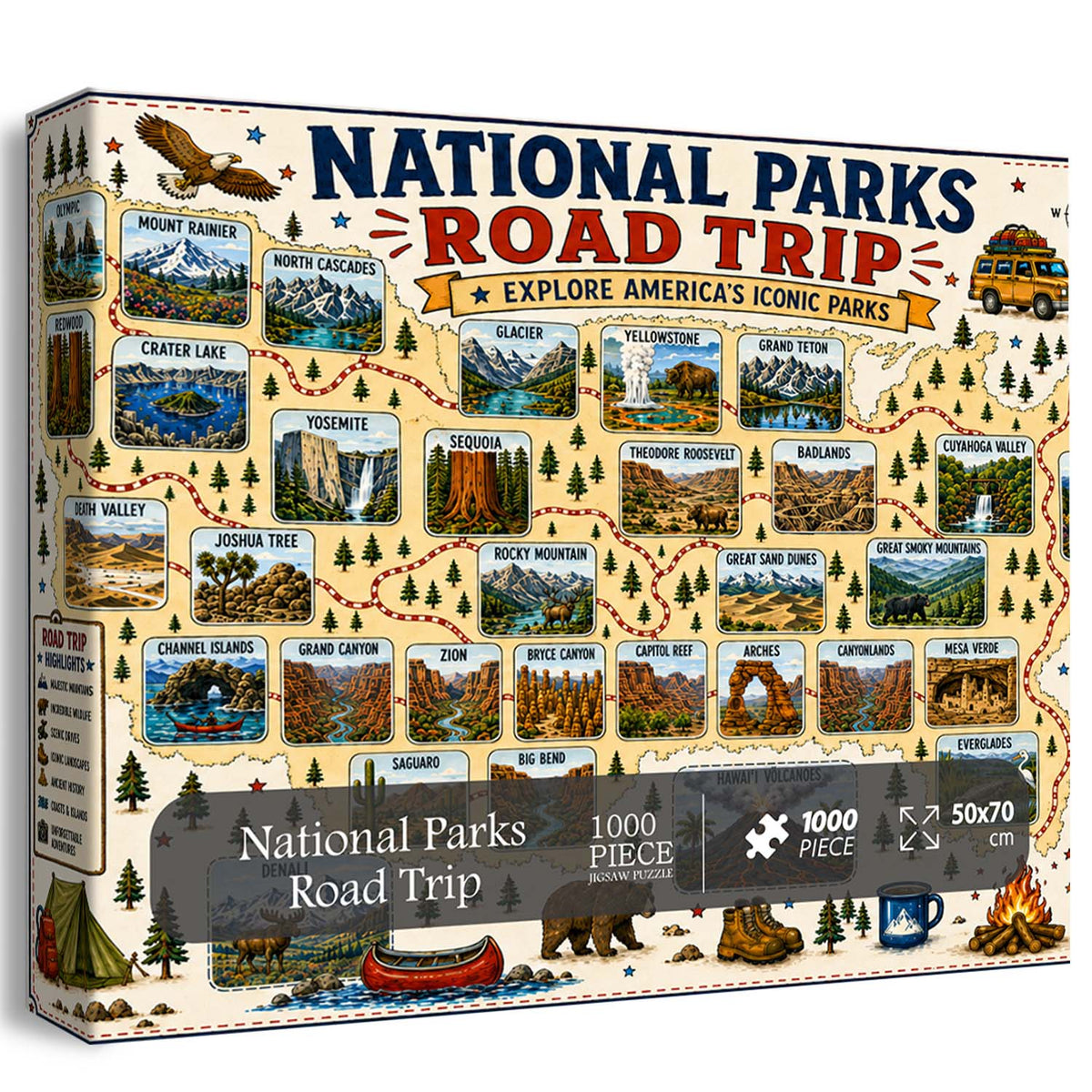 National Parks Road Trip Jigsaw Puzzle 1000 Pieces