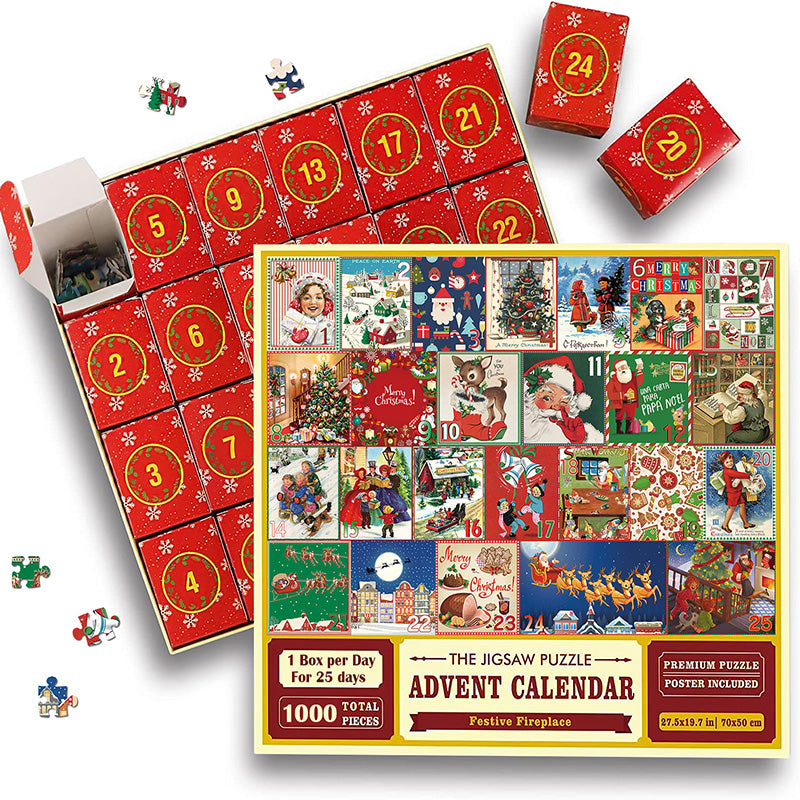 Pickforu® Calendario de Adviento de Navidad Puzzle 1000pzs