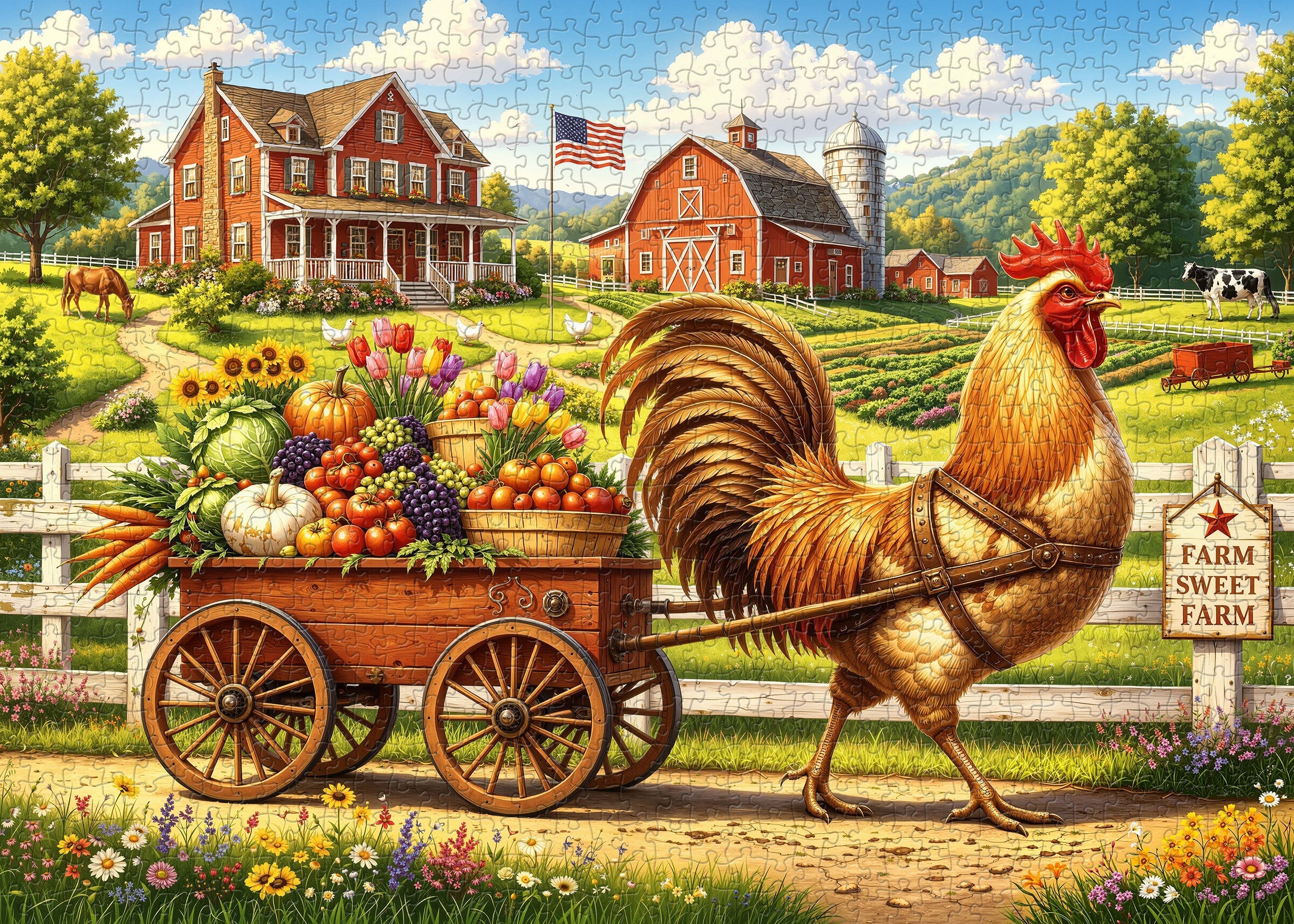 Farm Rooster Jigsaw Puzzle 1000 Pieces