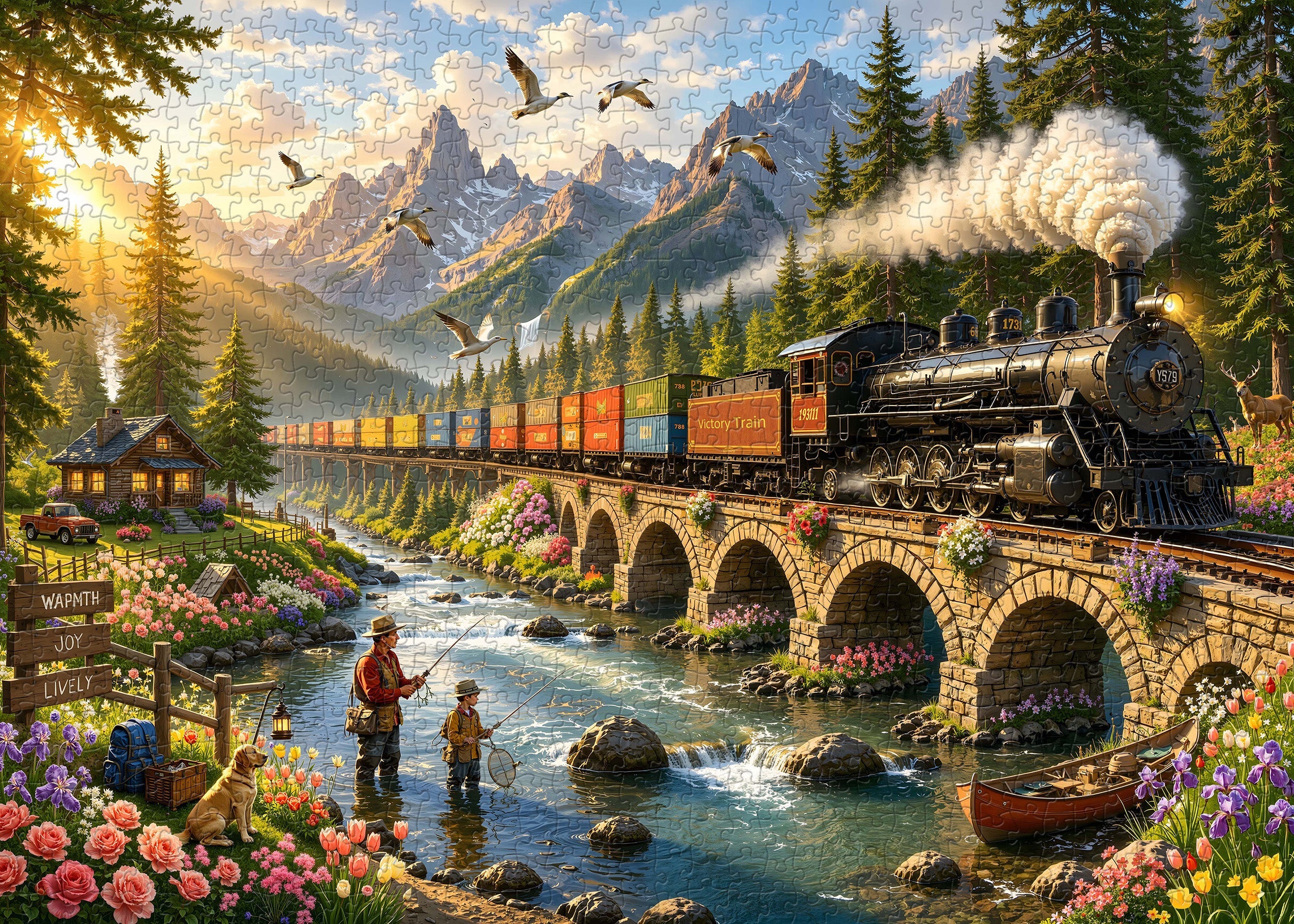 Valley Steam Train Jigsaw Puzzle 1000 Pieces
