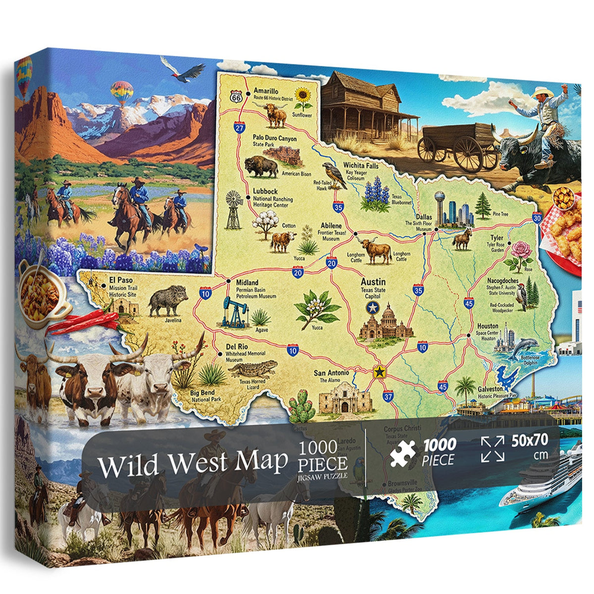 Wild West Map Jigsaw Puzzle 1000 Pieces
