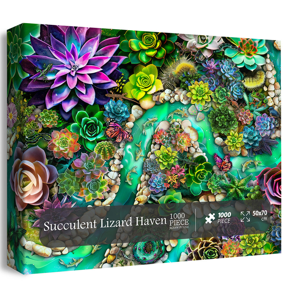 Succulent Lizard Haven Jigsaw Puzzle 1000 Pieces