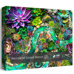 Succulent Lizard Haven Jigsaw Puzzle 1000 Pieces