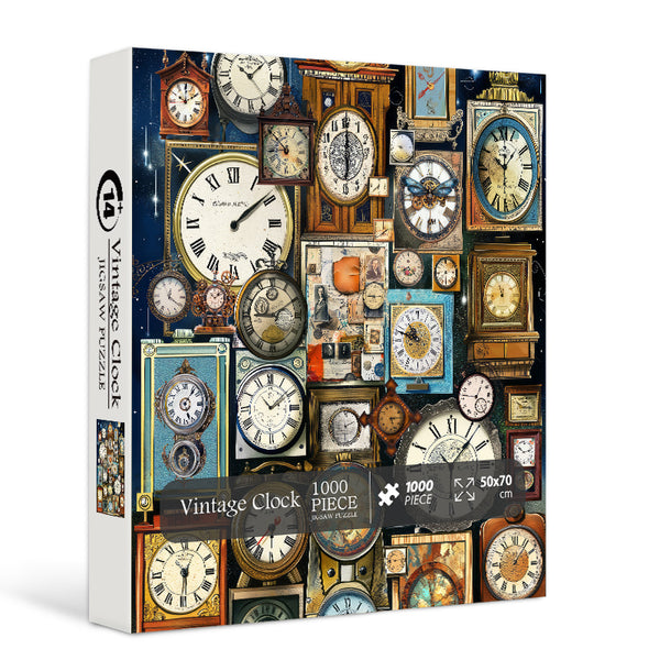 thumbnail image 2 of Aazon.co: PICKFORU Travel Book Puzzles For Adults 1000 Pieces, Vintage Train Clock Jigsaw 2 of 11