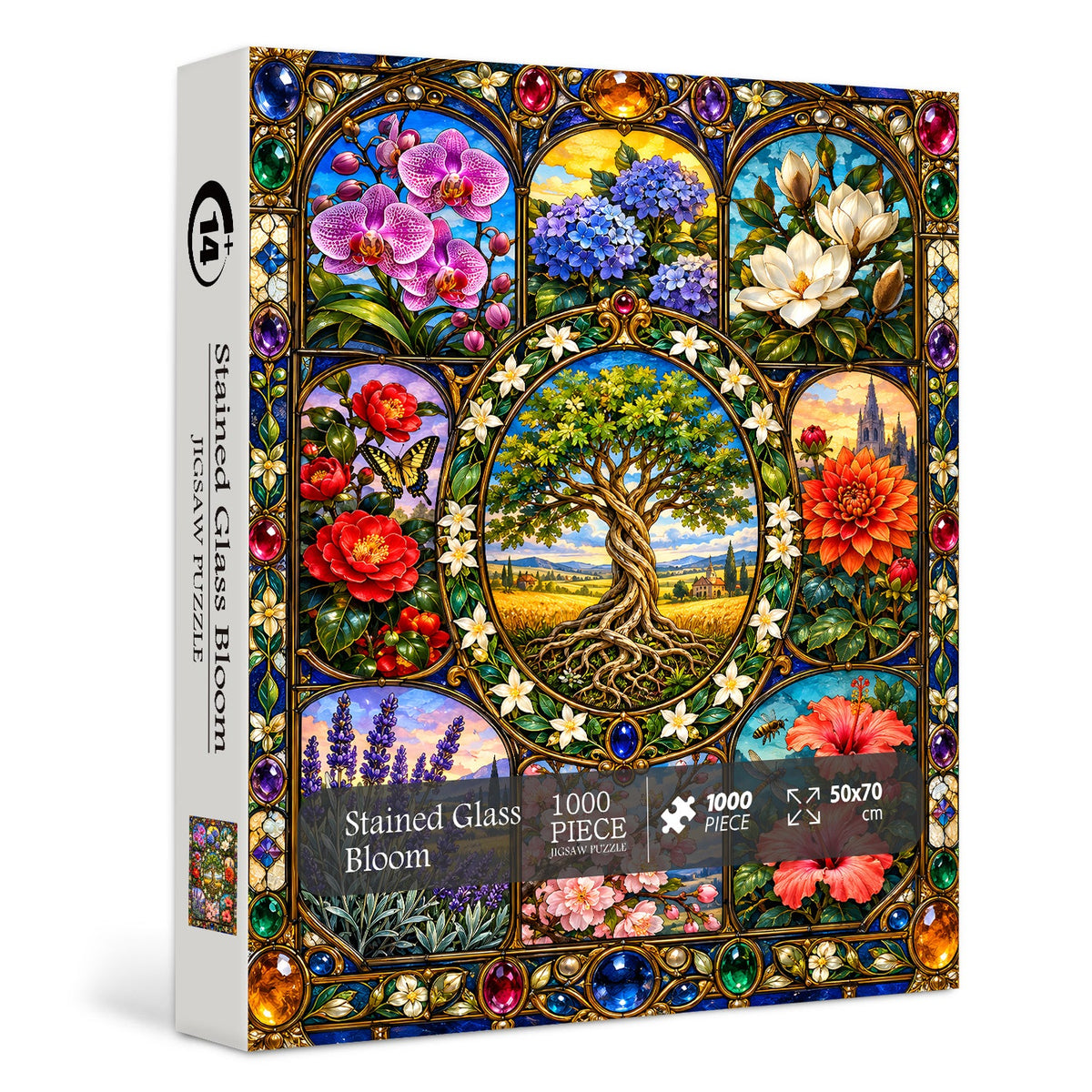Stained Glass Bloom Jigsaw Puzzle 1000 Pieces