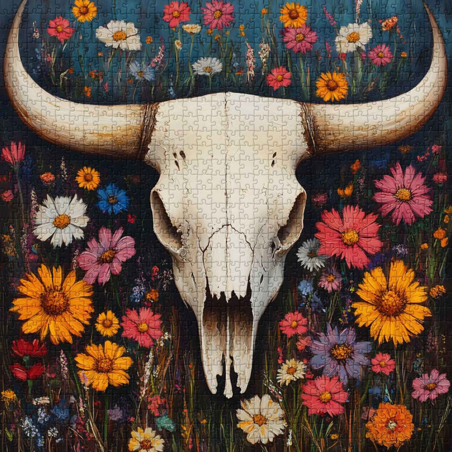 Wildflower Skull Jigsaw Puzzle 1000 Pieces