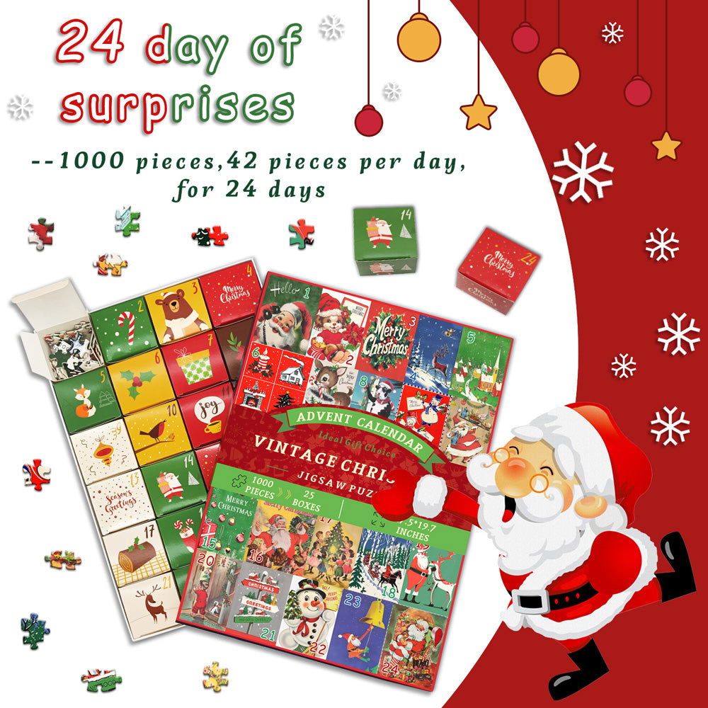 Vintage Christmas Advent Calendar Jigsaw Puzzle 1000 Pieces