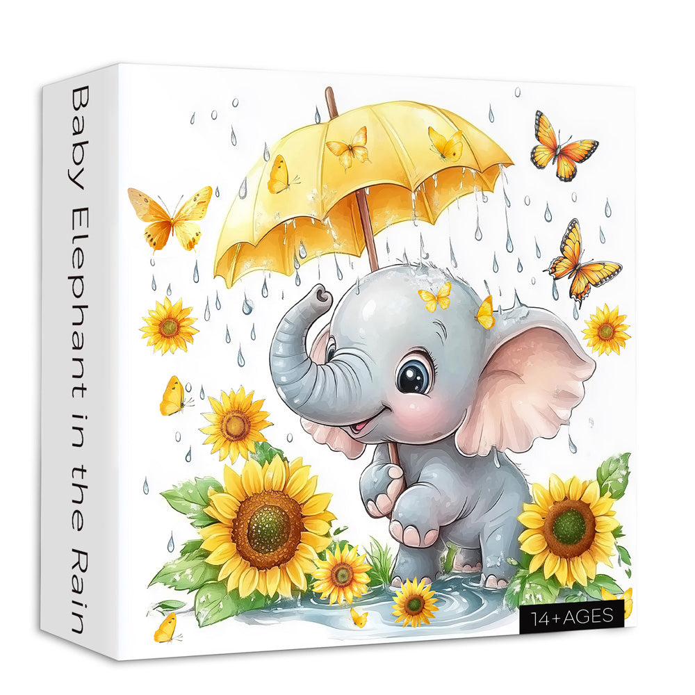 Baby Elephant in the Rain Jigsaw Puzzles 1000 Pieces