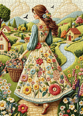 Puzzle da donna di campagna floreale, 1000 pezzi