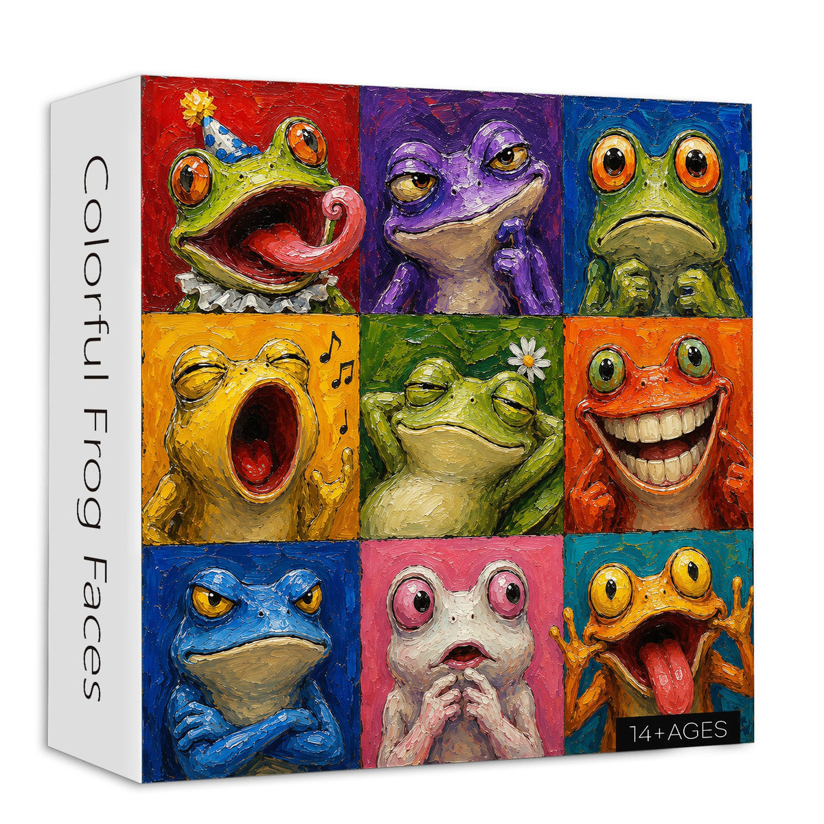 Colorful Frog Faces Jigsaw Puzzle 1000 Pieces