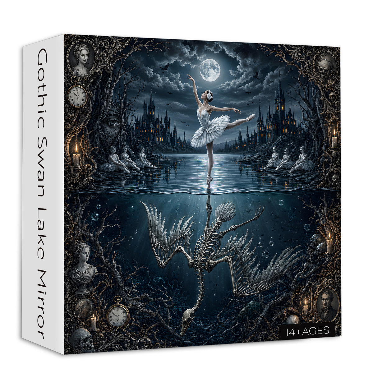 Gothic Swan Lake Mirror Jigsaw Puzzle 1000 Pieces