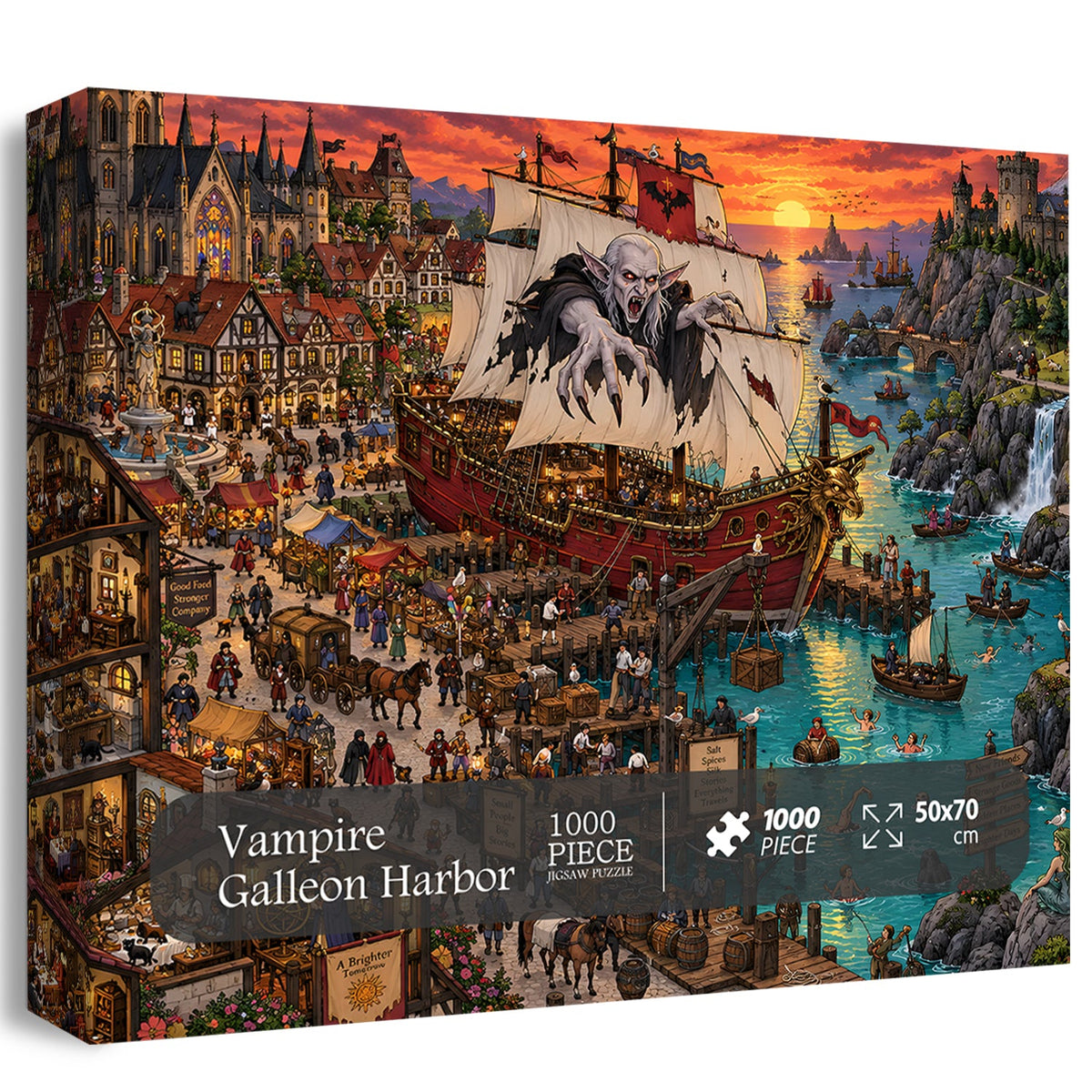 Puzzle del porto del galeone dei vampiri, 1000 pezzi