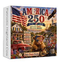 Patriotic Highland Cow Jigsaw Puzzle 1000 Pieces