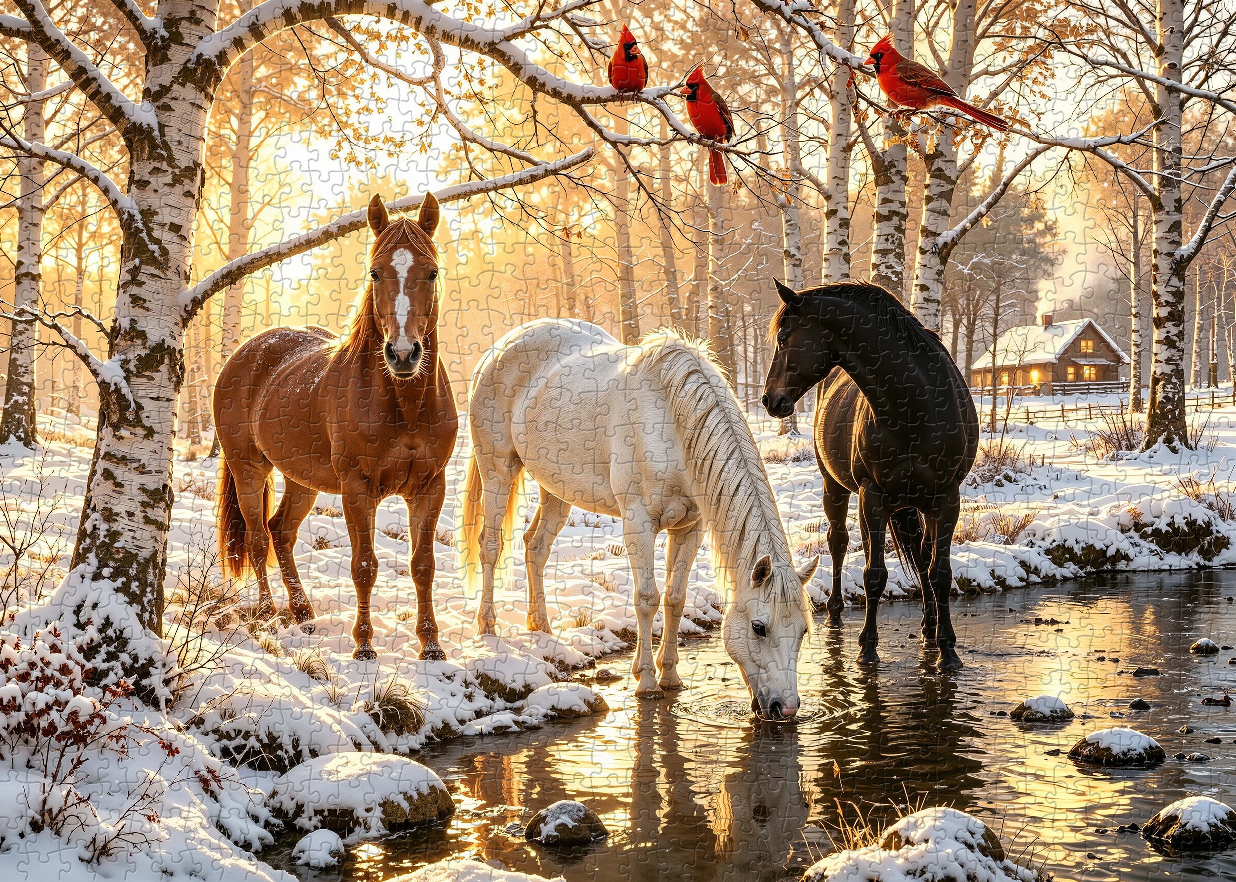 Sunset Winter Steeds Jigsaw Puzzle 1000 Pieces